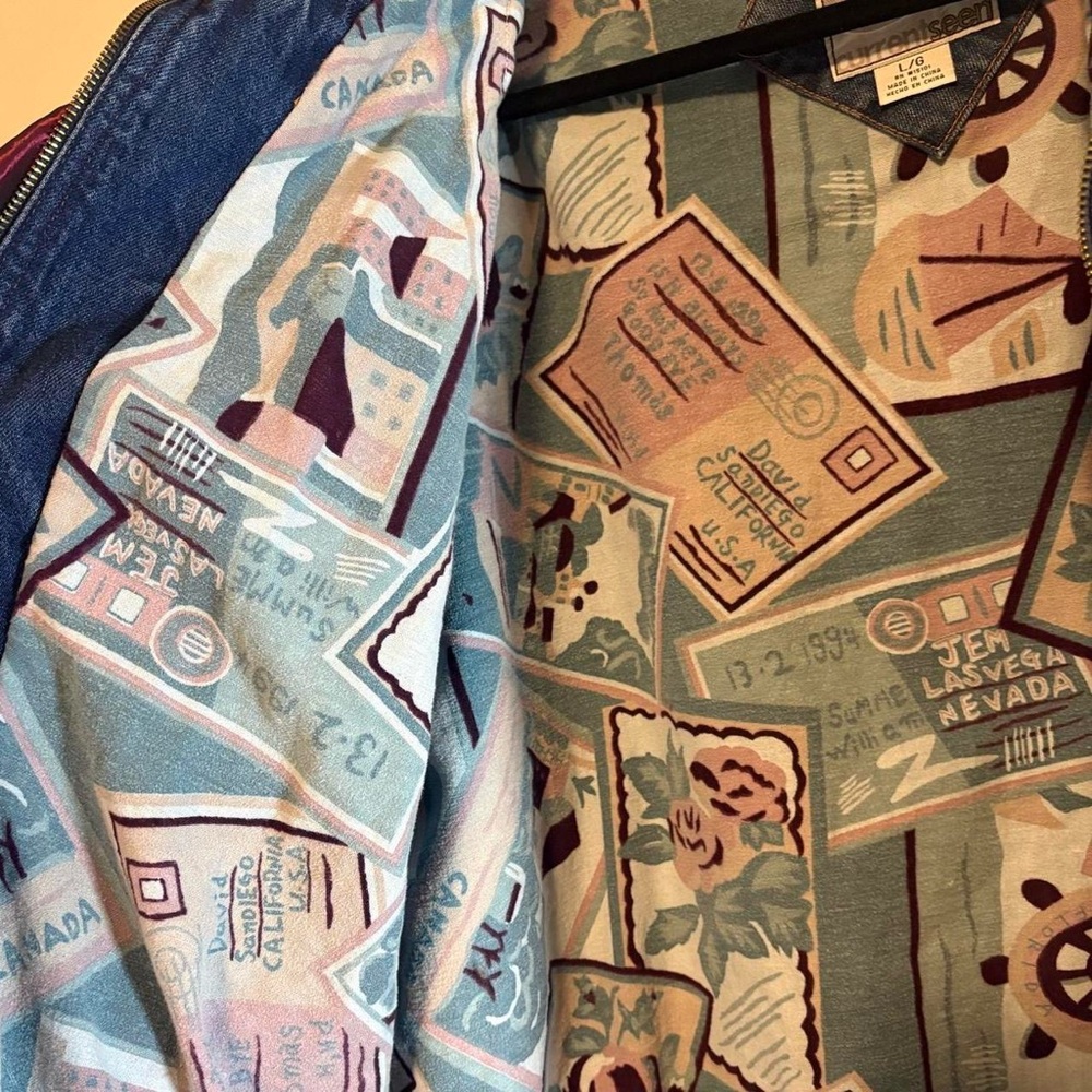 Current Seen 80s/90s Denim Jacket + Embroidery/Patchwork/Satin/Tapestry Details - Picture 8 of 8